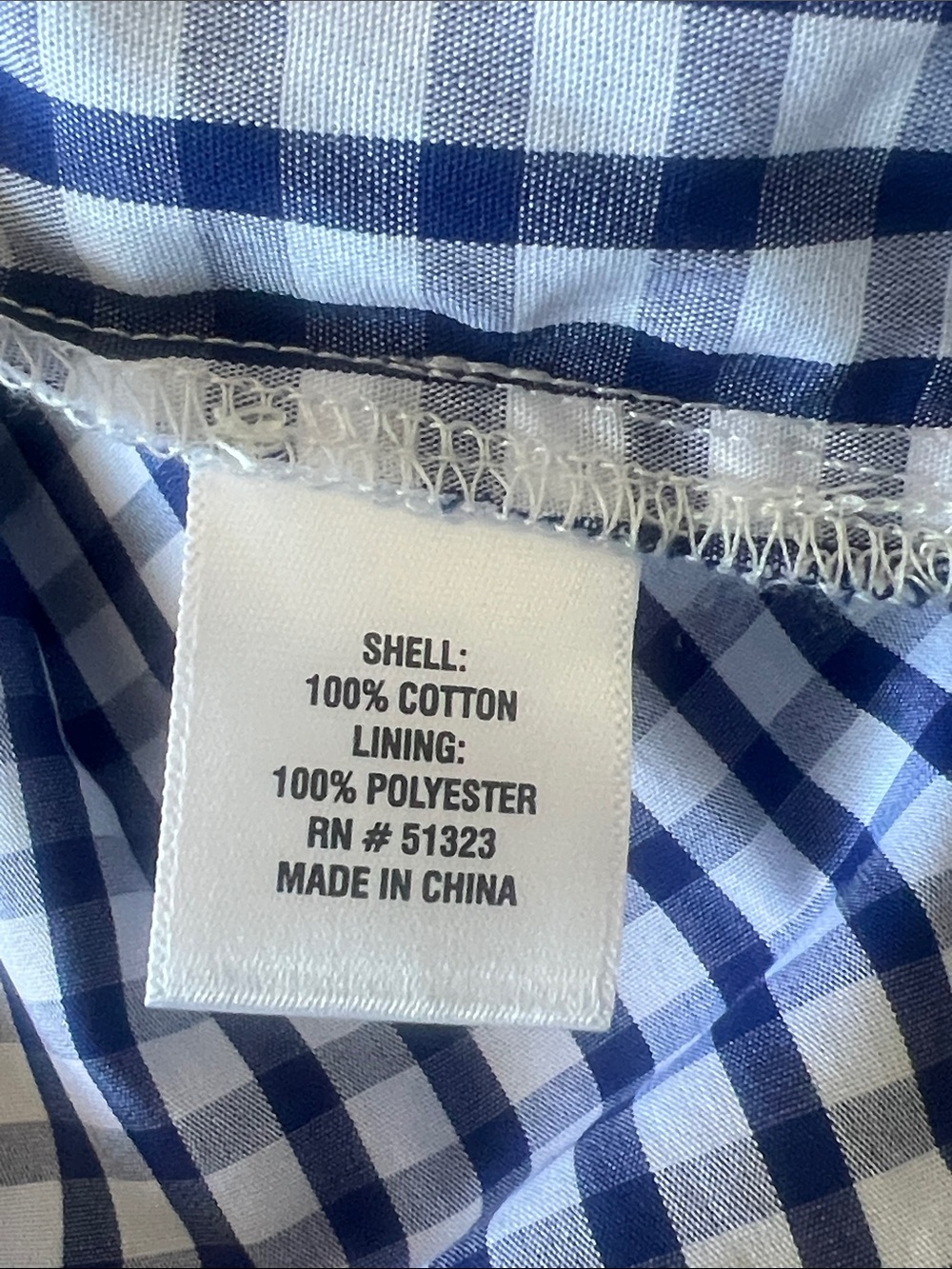 CeCe 1X Gingham Puff Sleeve 100% Cotton Blouse Navy White Cottagecore Coastal - Picture 6 of 7